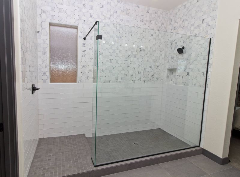 Walk-in Shower with Textured Wall Tiles